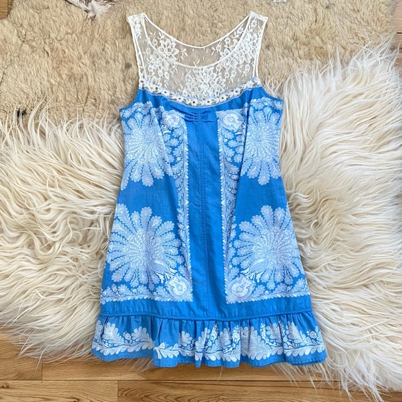 Free People Blue Lace Mini Summer Dress - Picture 1 of 5